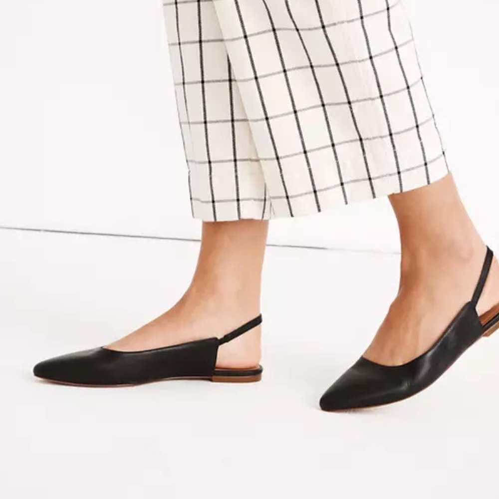 MADEWELL Margot Slingback Leather Flats (Black)